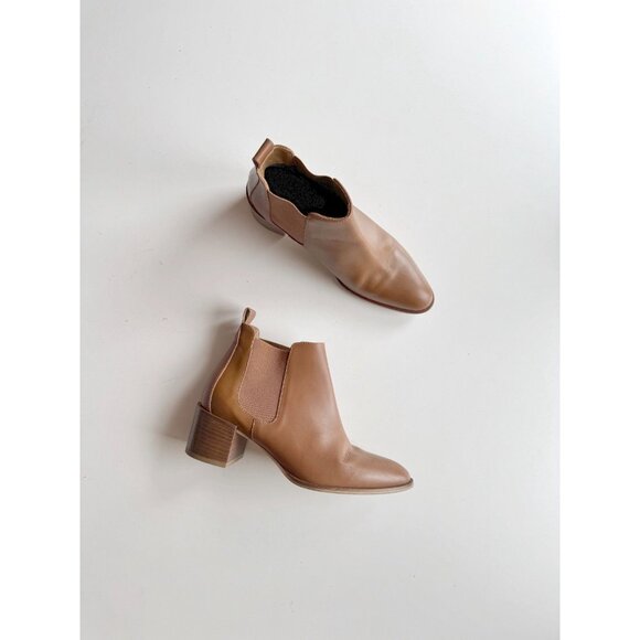 EVERLANE The Heel Boot Cognac Brown Leather Block Heel Ankle Boots, Size 6.5 - Picture 1 of 15